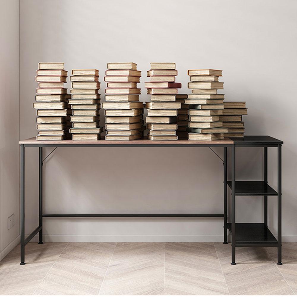 Computer Table Desk Book Storage Student Study Home Office Workstation Vintage Oak Finish - Cosy Abode