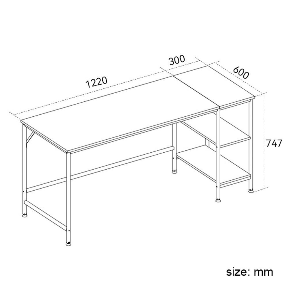 Computer Table Desk Book Storage Student Study Home Office Workstation Vintage Oak Finish - Cosy Abode
