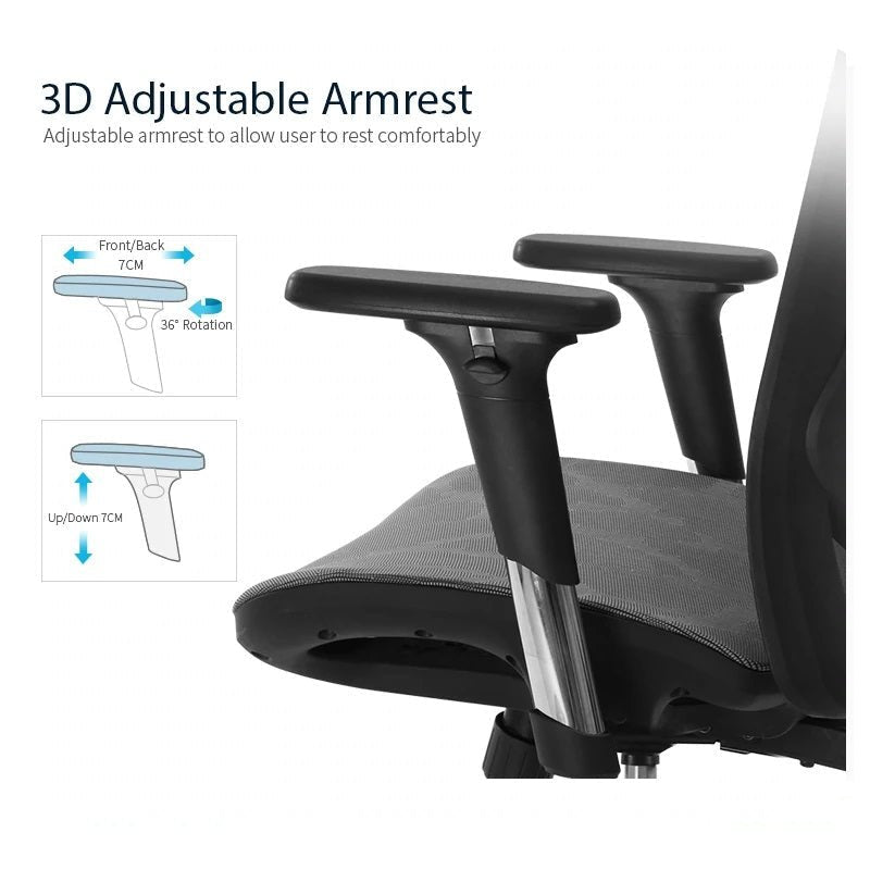 Sihoo M57 Ergonomic Office Chair, Computer Chair Desk Chair High Back Chair Breathable,3D Armrest and Lumbar Support Grey without Footrest - Cosy Abode
