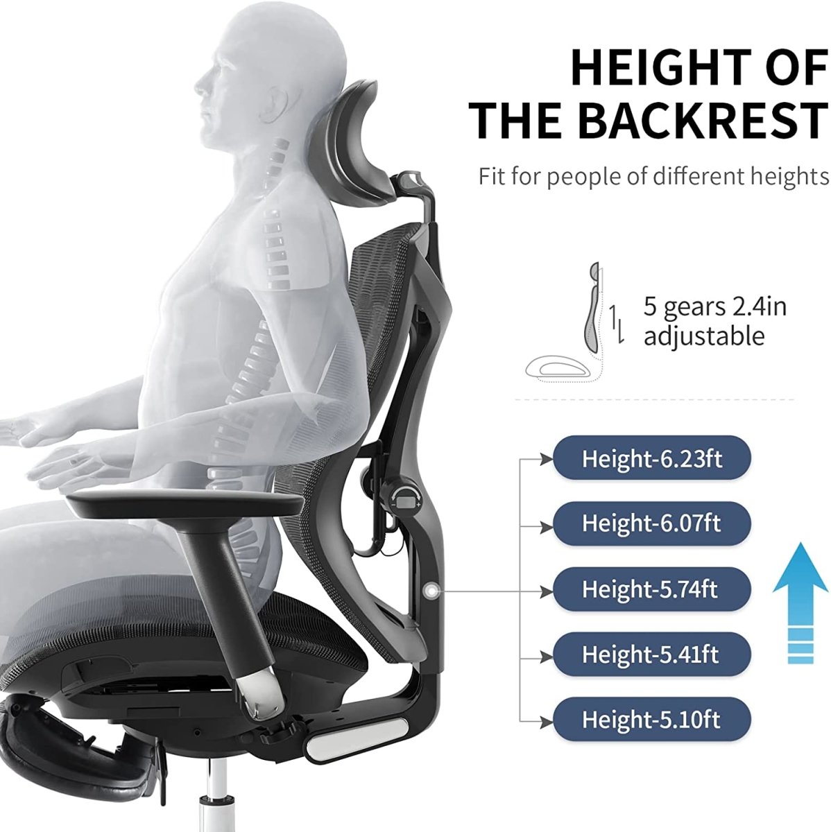 Sihoo Ergonomic Office Chair V1 4D Adjustable High-Back Breathable With Footrest And Lumbar Support Black - Cosy Abode