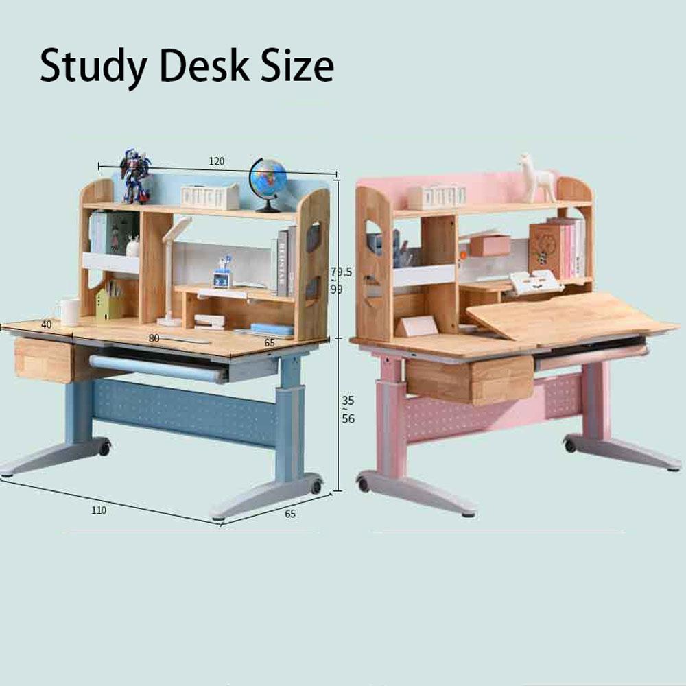 Solid Rubber Wood Height Adjustable Children Kids Ergonomic Blue Study Desk Chair Set 120cm AU - Cosy Abode