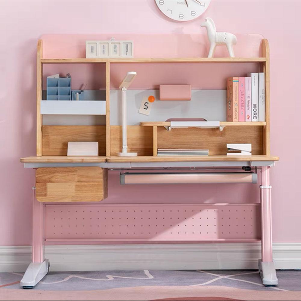 Solid Rubber Wood Height Adjustable Children Kids Ergonomic Pink Study Desk Chair 120cm AU - Cosy Abode
