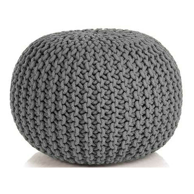 Braided Ottoman Pouffe Footstool Hand Knitted (Grey) - Cosy Abode