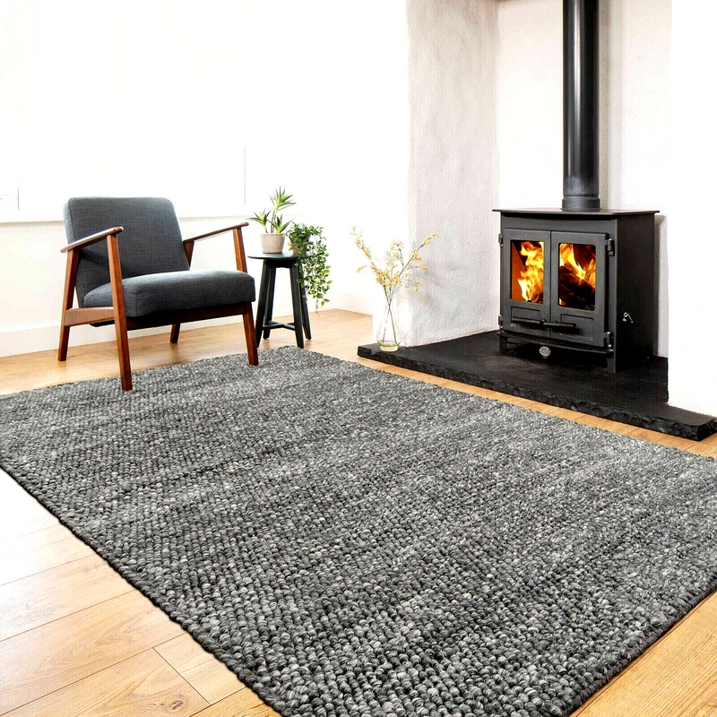 Wool Pebble Charcoal Lifestyle Rug 130x 180 cm - Cosy Abode