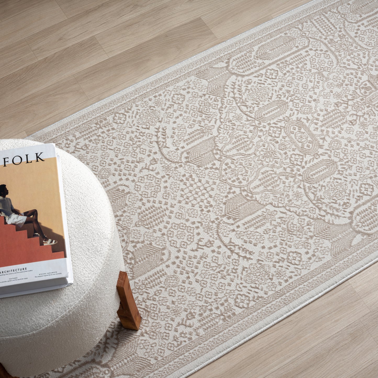 Grande Jacquard Rug - Sand - 300x400 - Cosy Abode