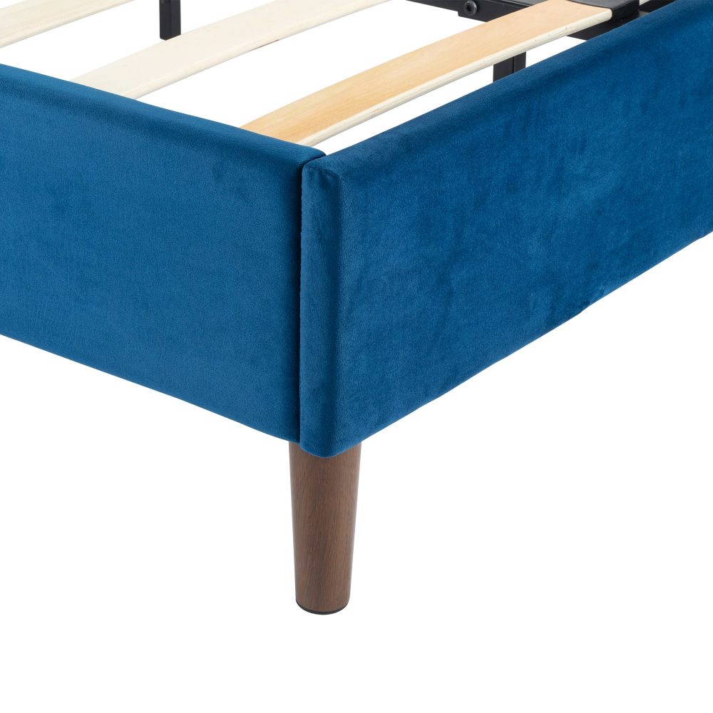 Velvet Blue Bed Frame – Double - Cosy Abode