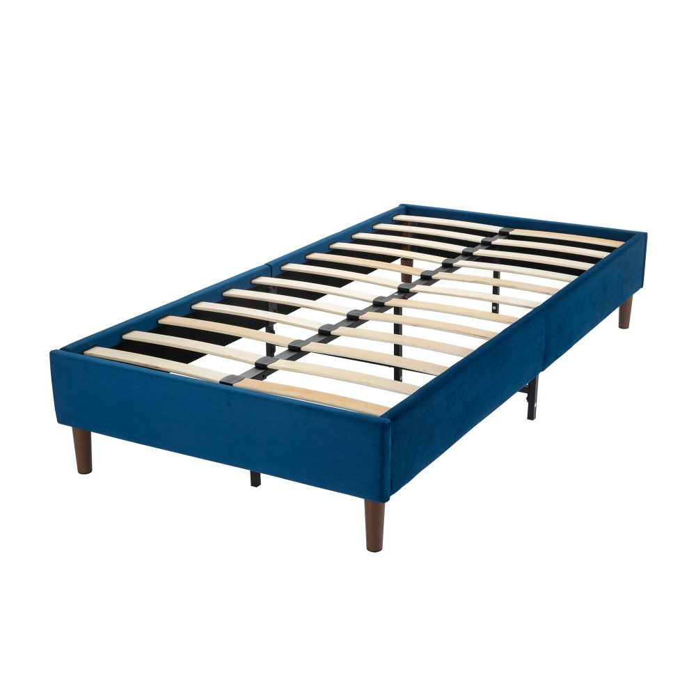 Velvet Blue Bed Frame – Double - Cosy Abode