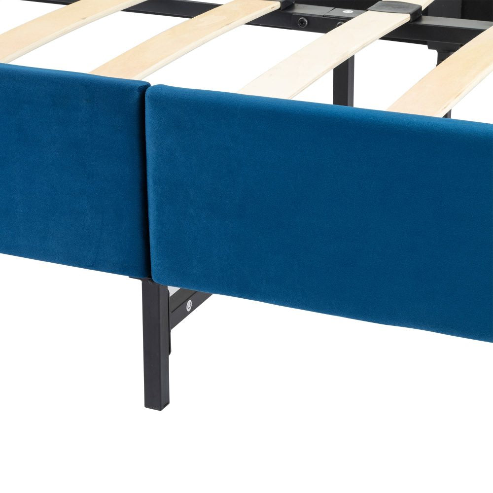 Velvet Blue Bed Frame – Double - Cosy Abode