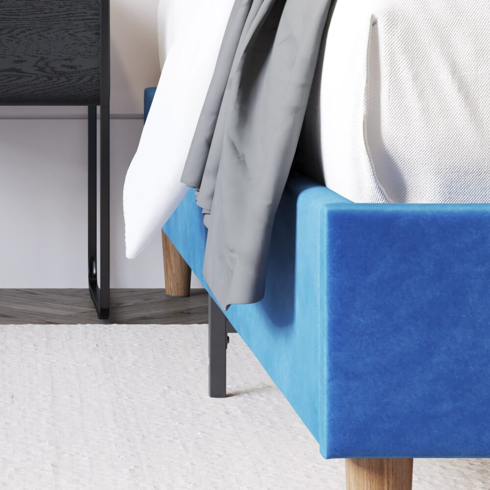 Velvet Blue Bed Frame – Double - Cosy Abode