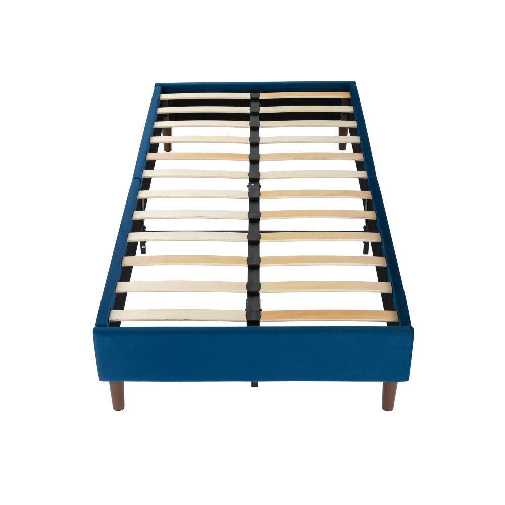 Velvet Blue Bed Frame – Queen - Cosy Abode