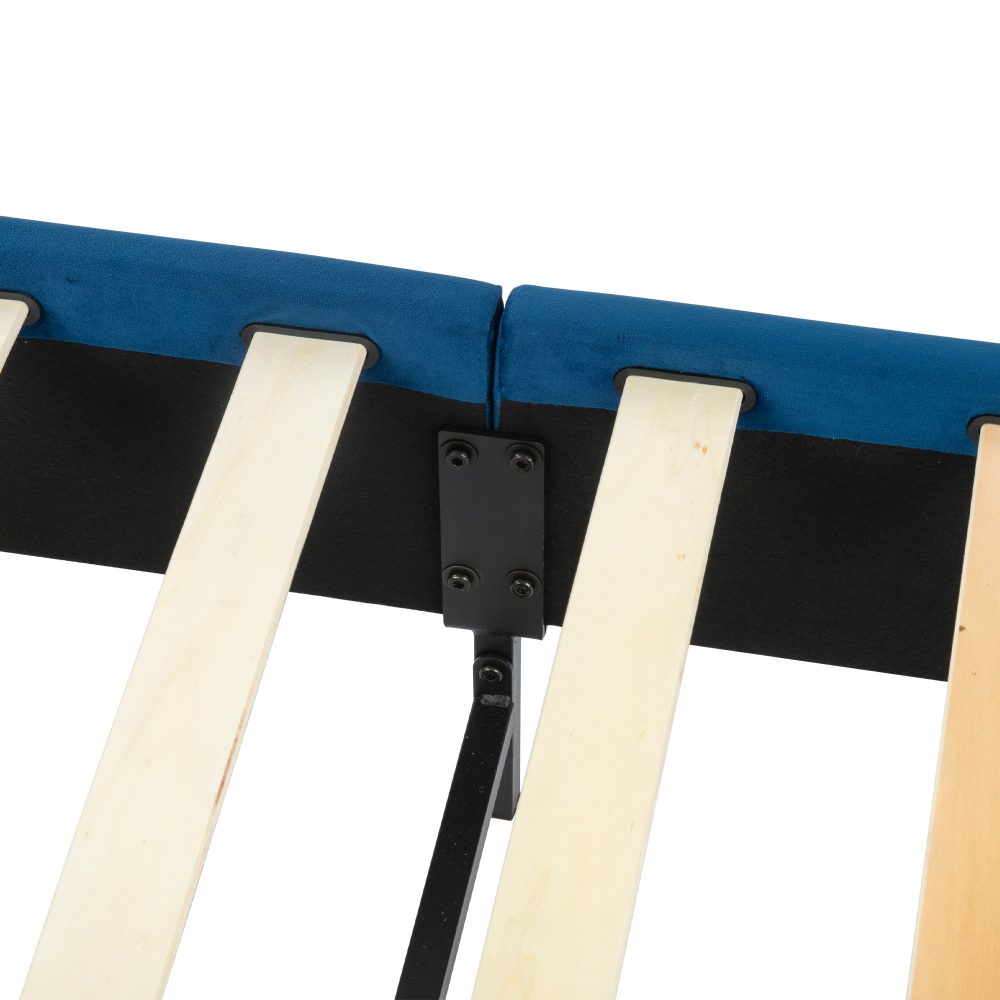 Velvet Blue Bed Frame – Queen - Cosy Abode