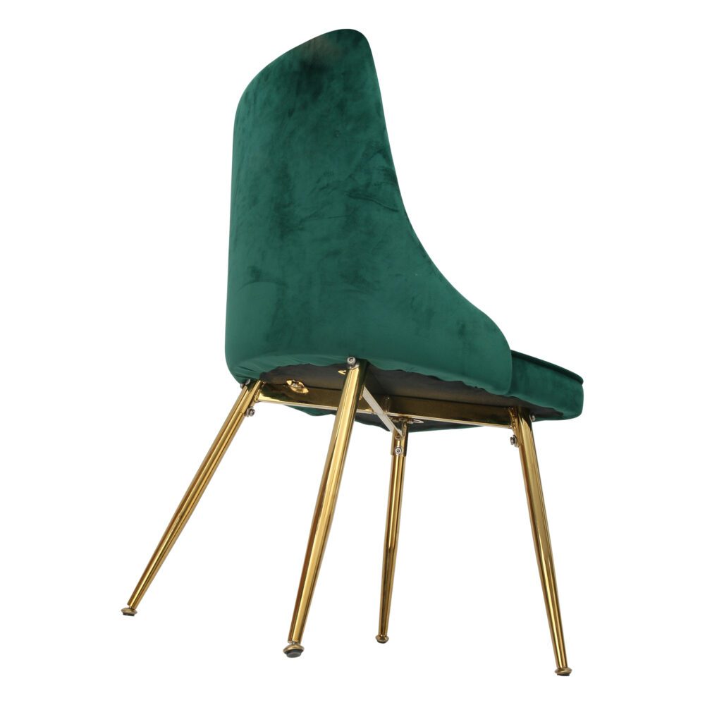 Viva Forever Set of 2 Green Velvet Dining Chairs-Art Deco Design with Gold Metal Legs - Cosy Abode