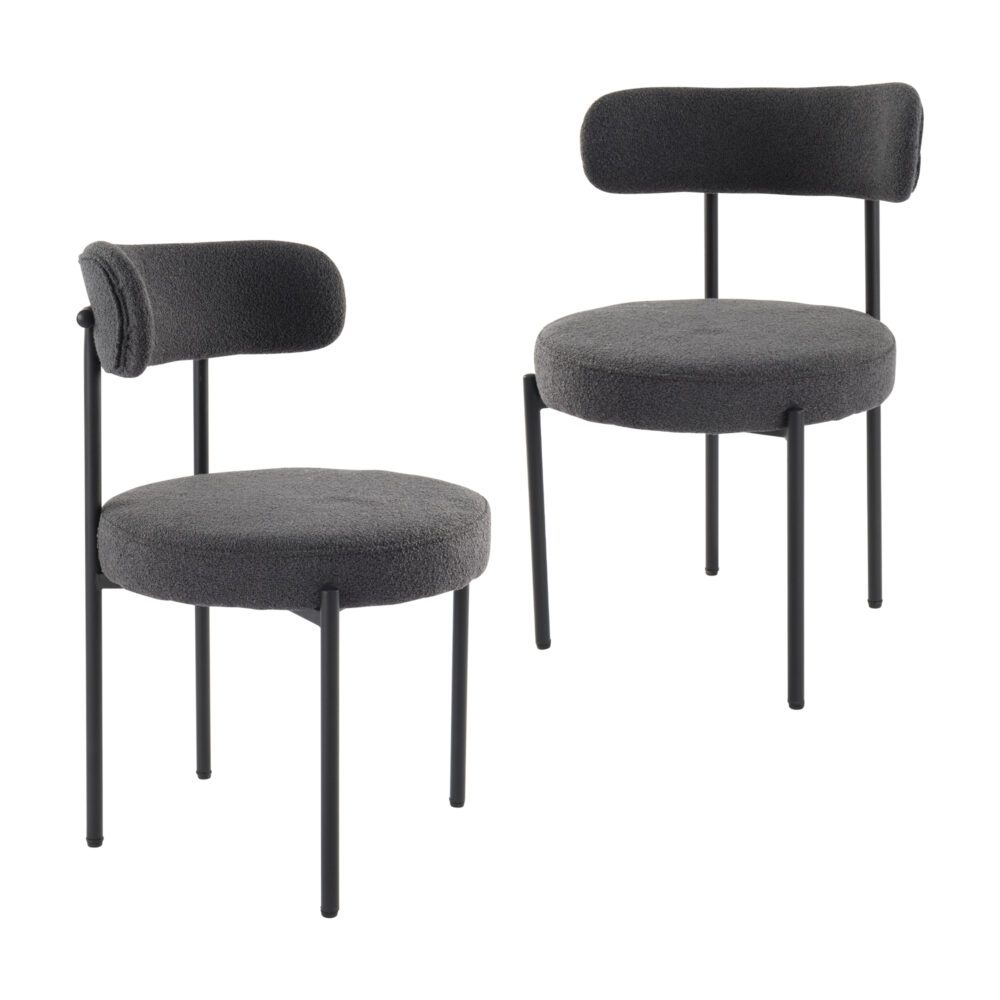 Charcoal Chic Boucle Elsa Dining Chairs - Cosy Abode