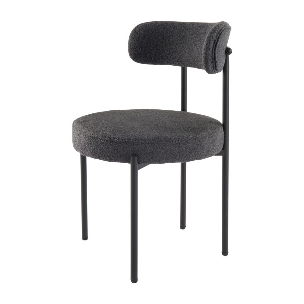 Charcoal Chic Boucle Elsa Dining Chairs - Cosy Abode