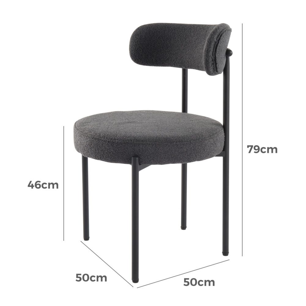 Charcoal Chic Boucle Elsa Dining Chairs - Cosy Abode