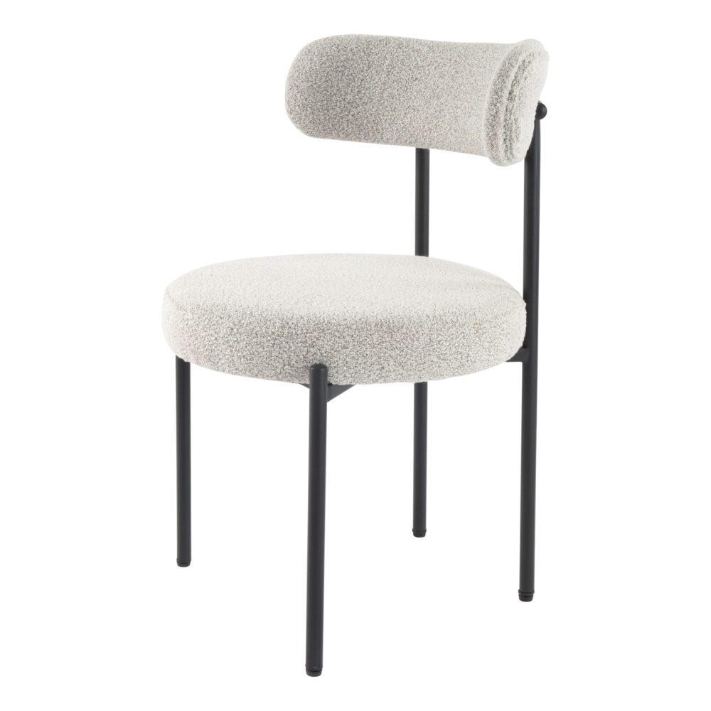 Luxe Boucle Cushioned Elsa Dining Chairs in Arctic White - Cosy Abode