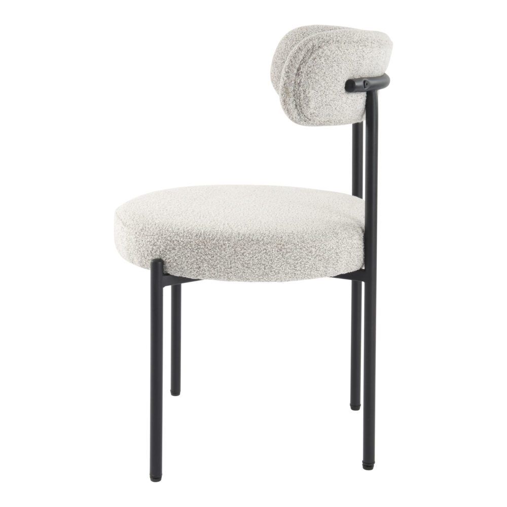 Luxe Boucle Cushioned Elsa Dining Chairs in Arctic White - Cosy Abode
