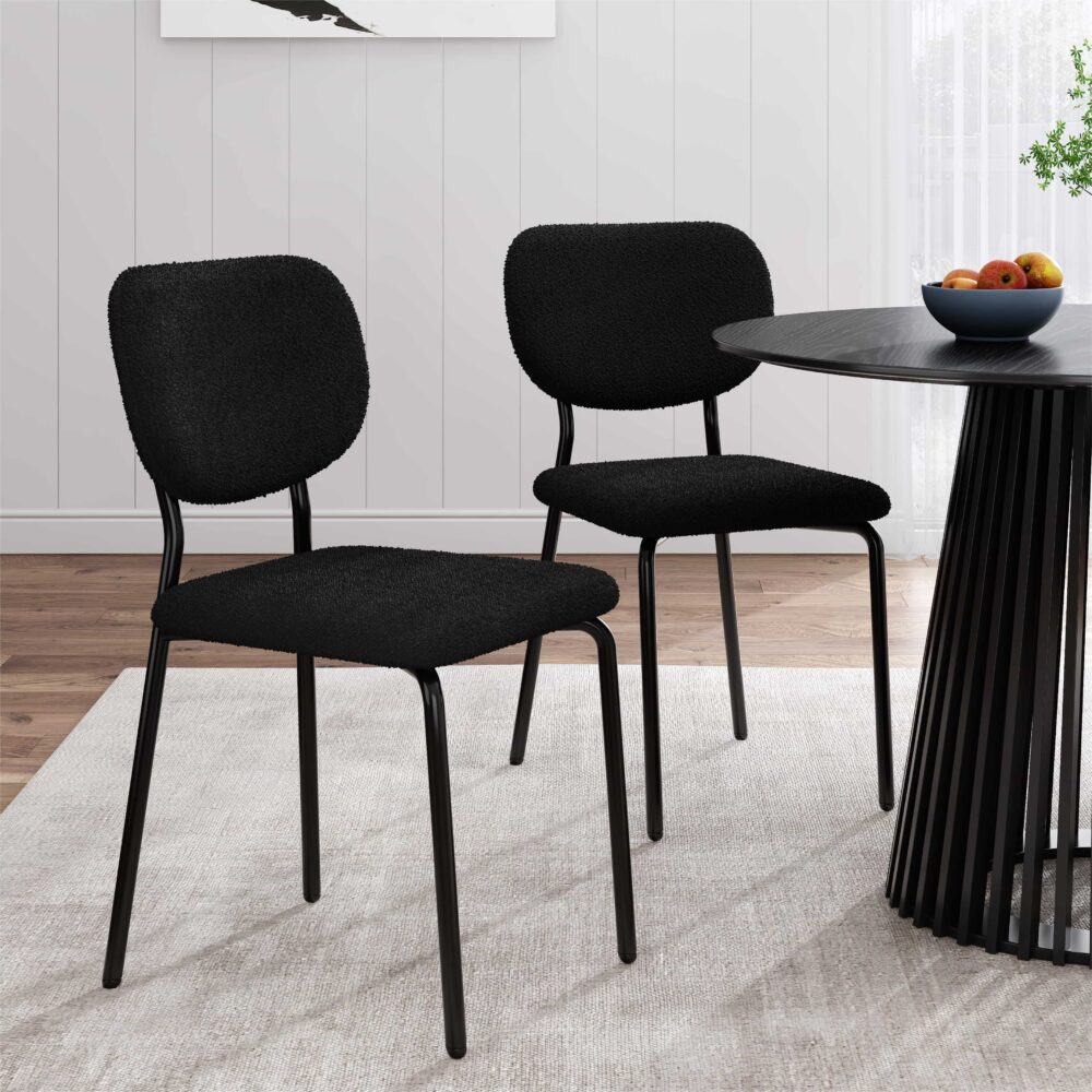 Charcoal Charm Armless Dining Chair Duo - Cosy Abode