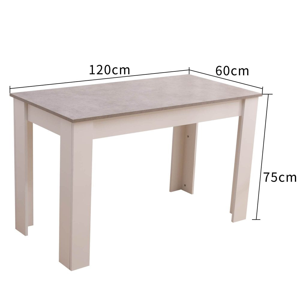 Dining Table Rectangular Wooden 120M-Grey&White - Cosy Abode