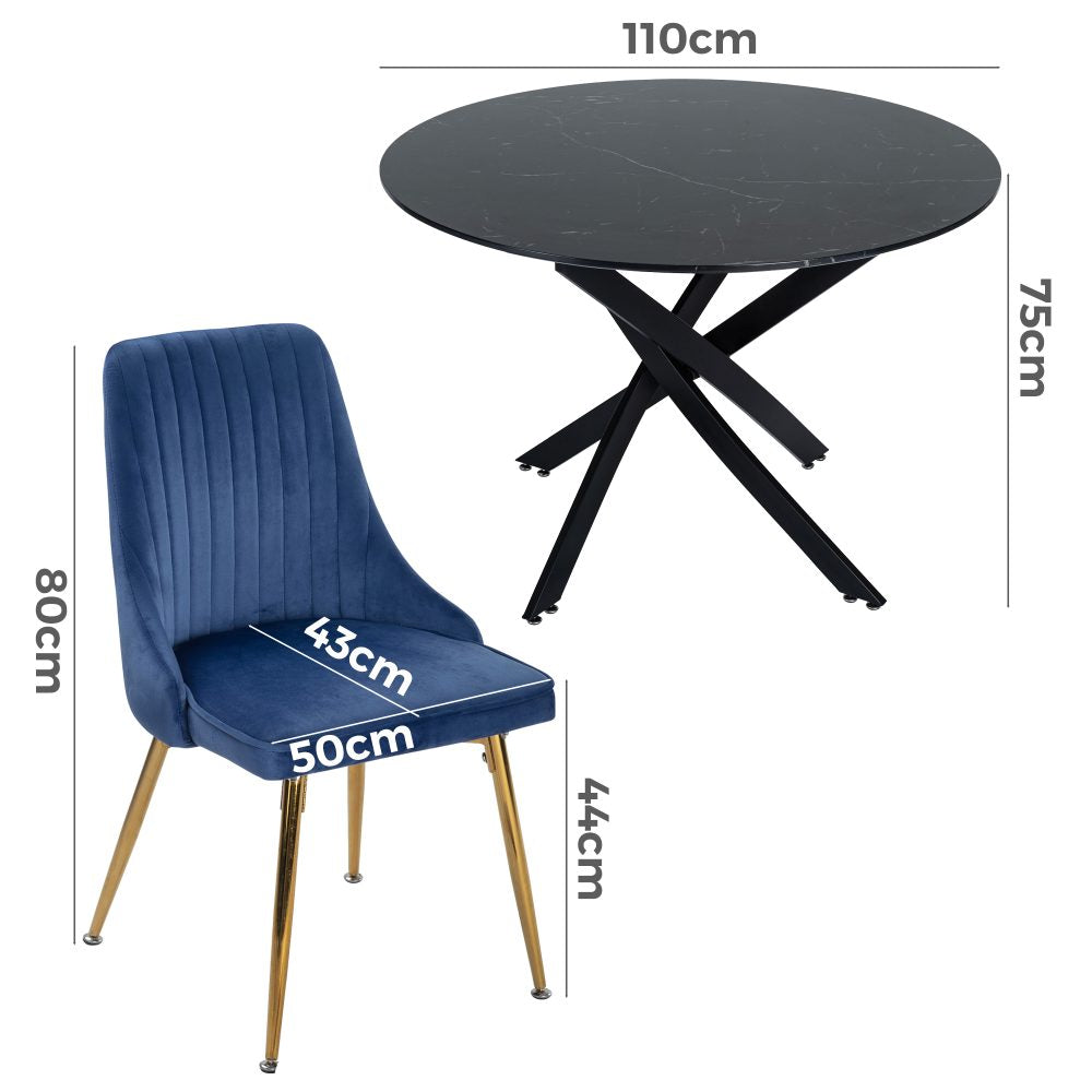 Marble Masterpiece 5 pc Breakfast Table and Chairs Set - 110cm diameter - Cosy Abode