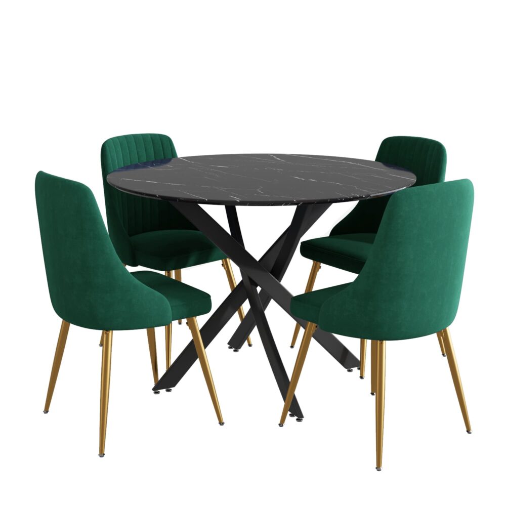 The Velvet Marble Table and Chair Set - Cosy Abode