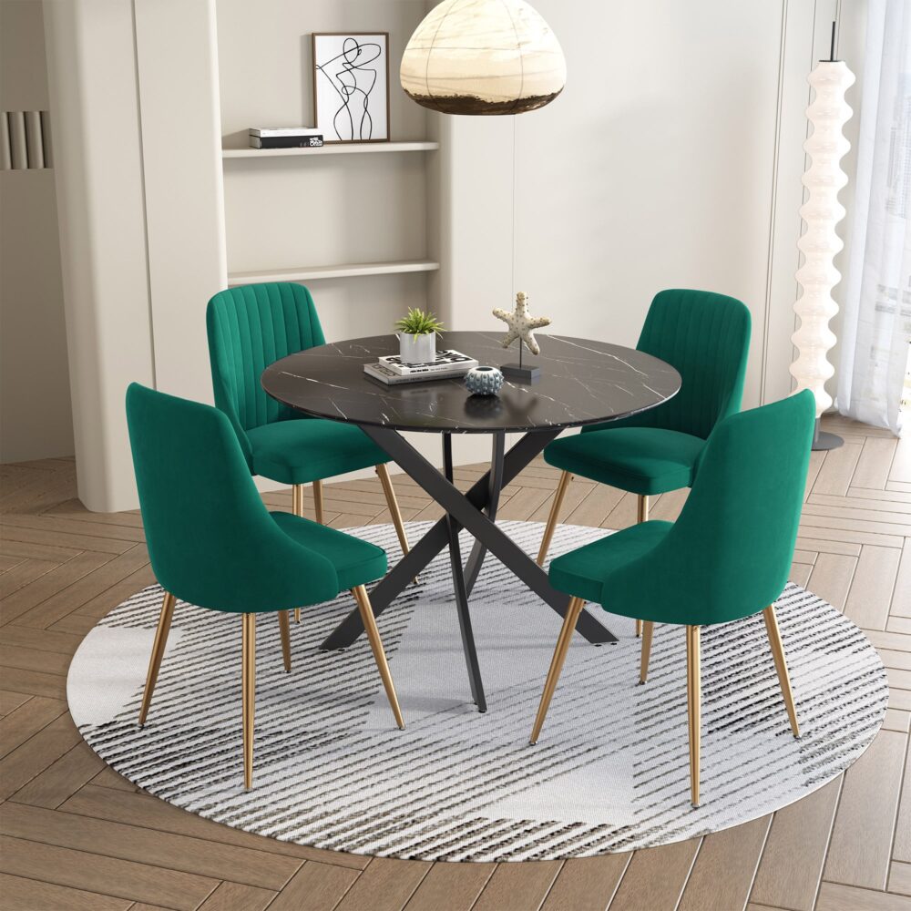 The Velvet Marble Table and Chair Set - Cosy Abode
