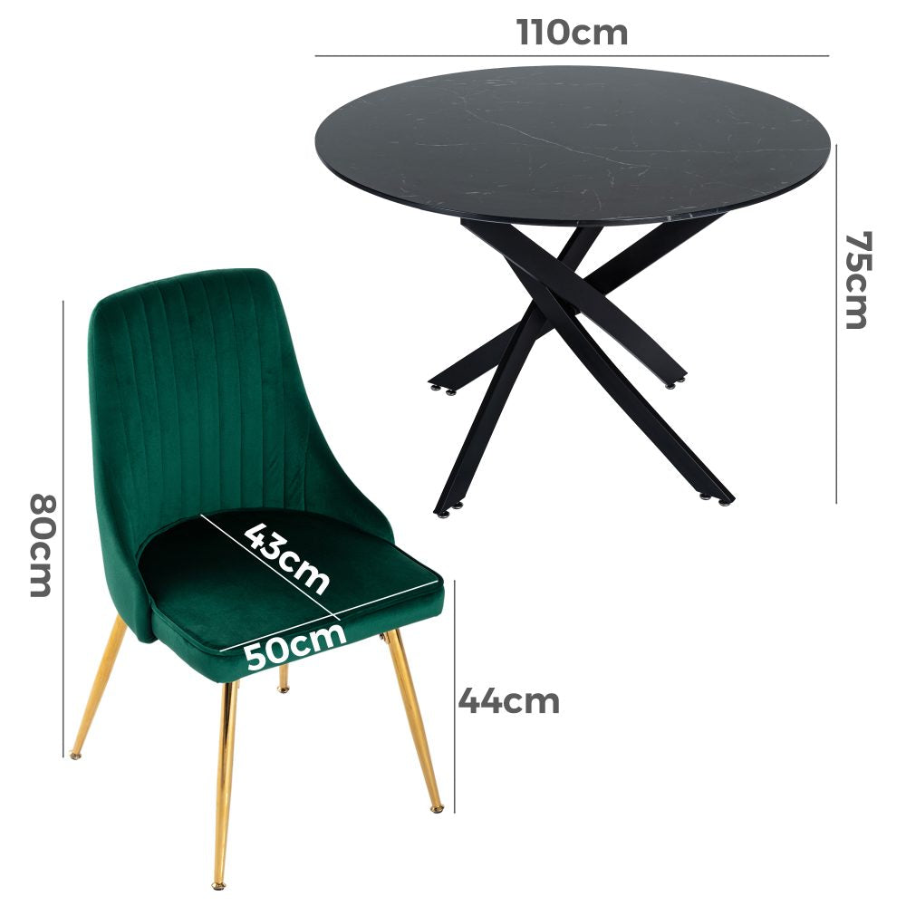 The Velvet Marble Table and Chair Set - Cosy Abode