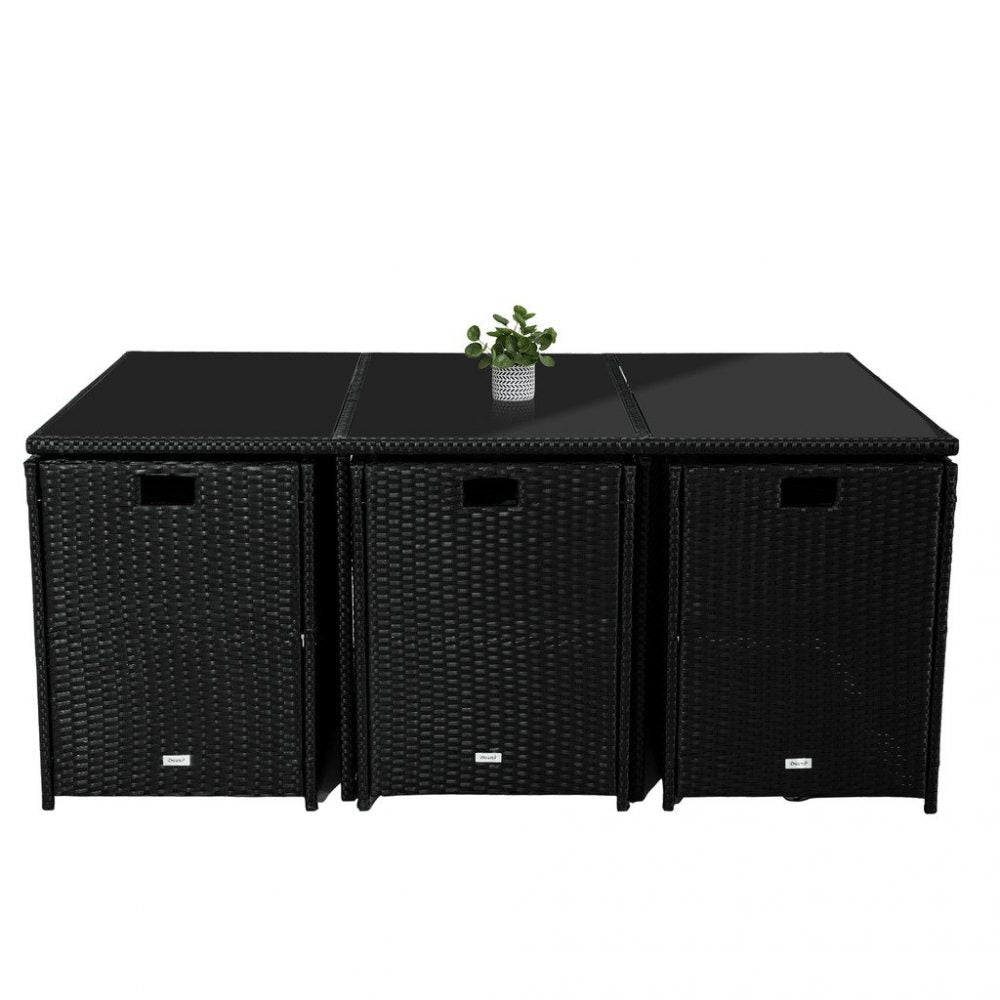 Bali 11 Piece Outdoor Dining Set-Black - Cosy Abode