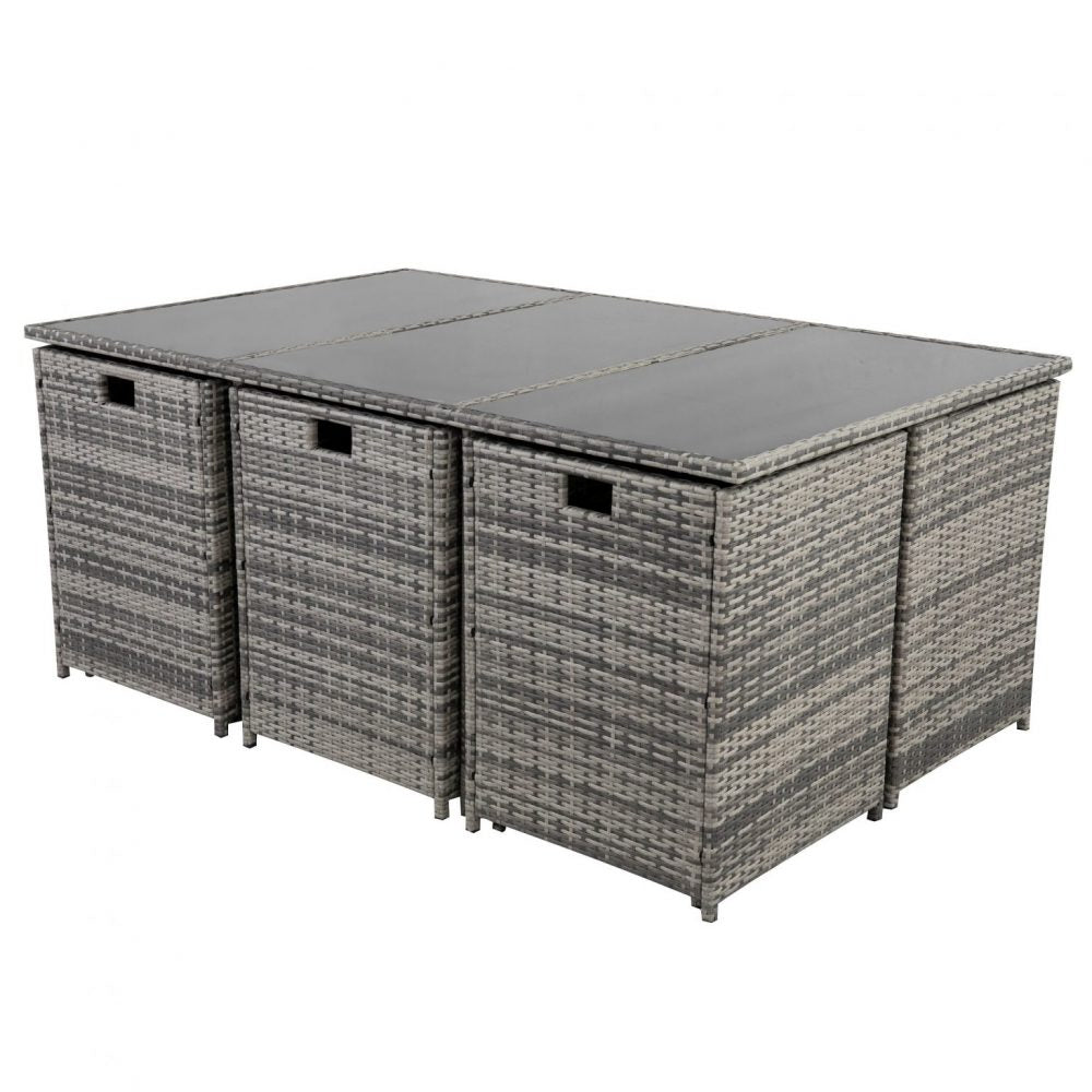 Bali 11 Piece Outdoor Dining Set-Grey - Cosy Abode