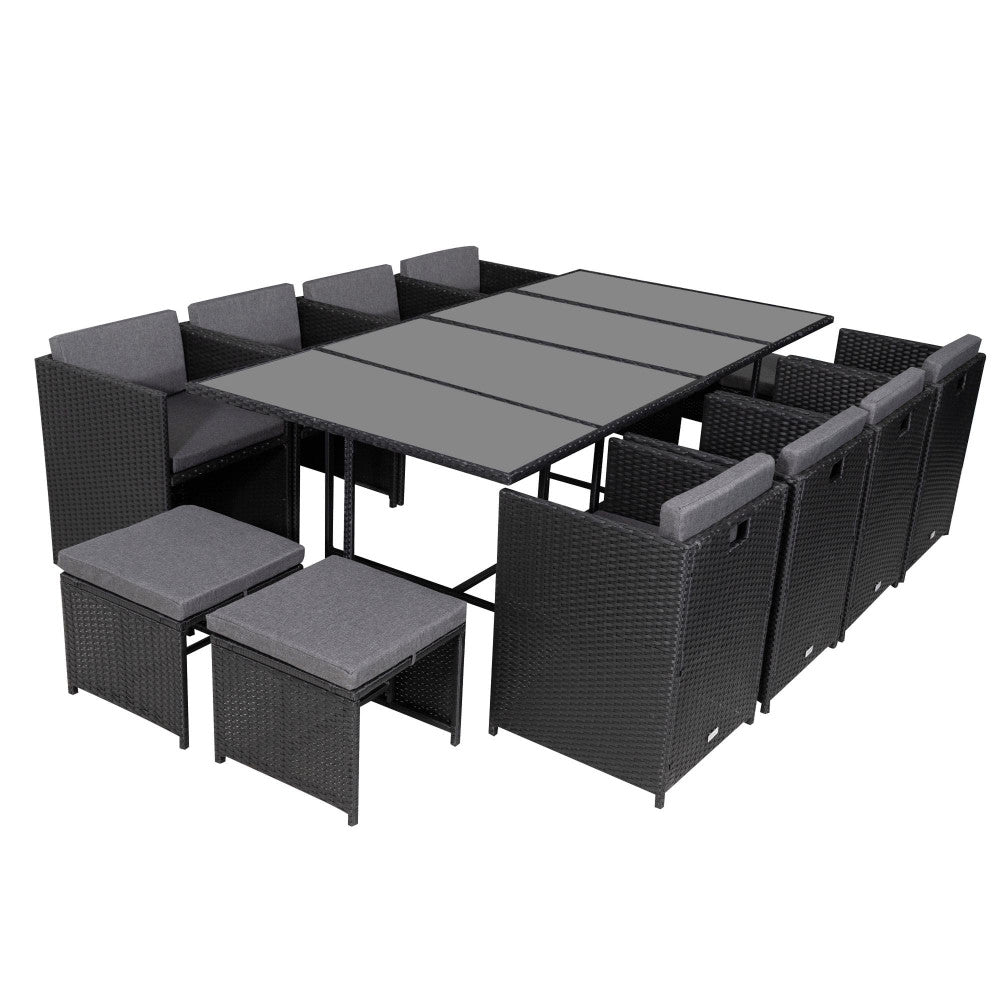 Bali 13PC Outdoor Dining Set-Black - Cosy Abode