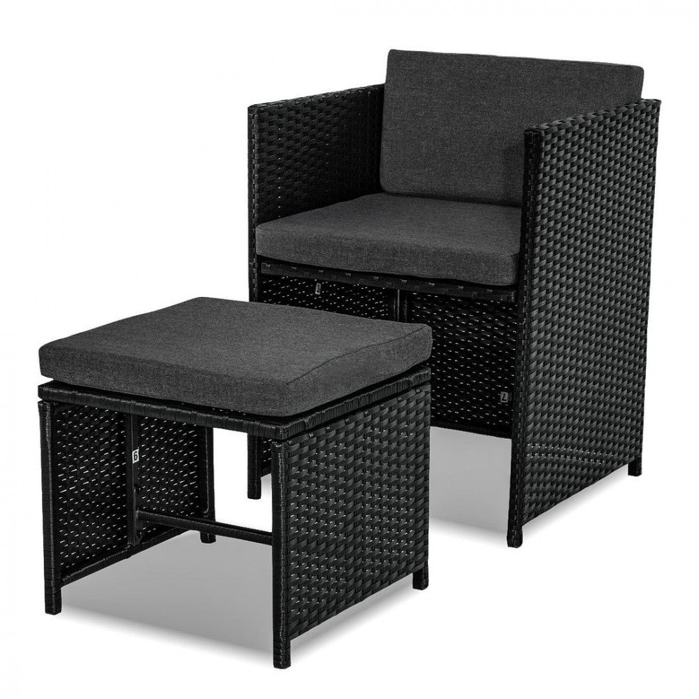 Bali 13PC Outdoor Dining Set-Black - Cosy Abode