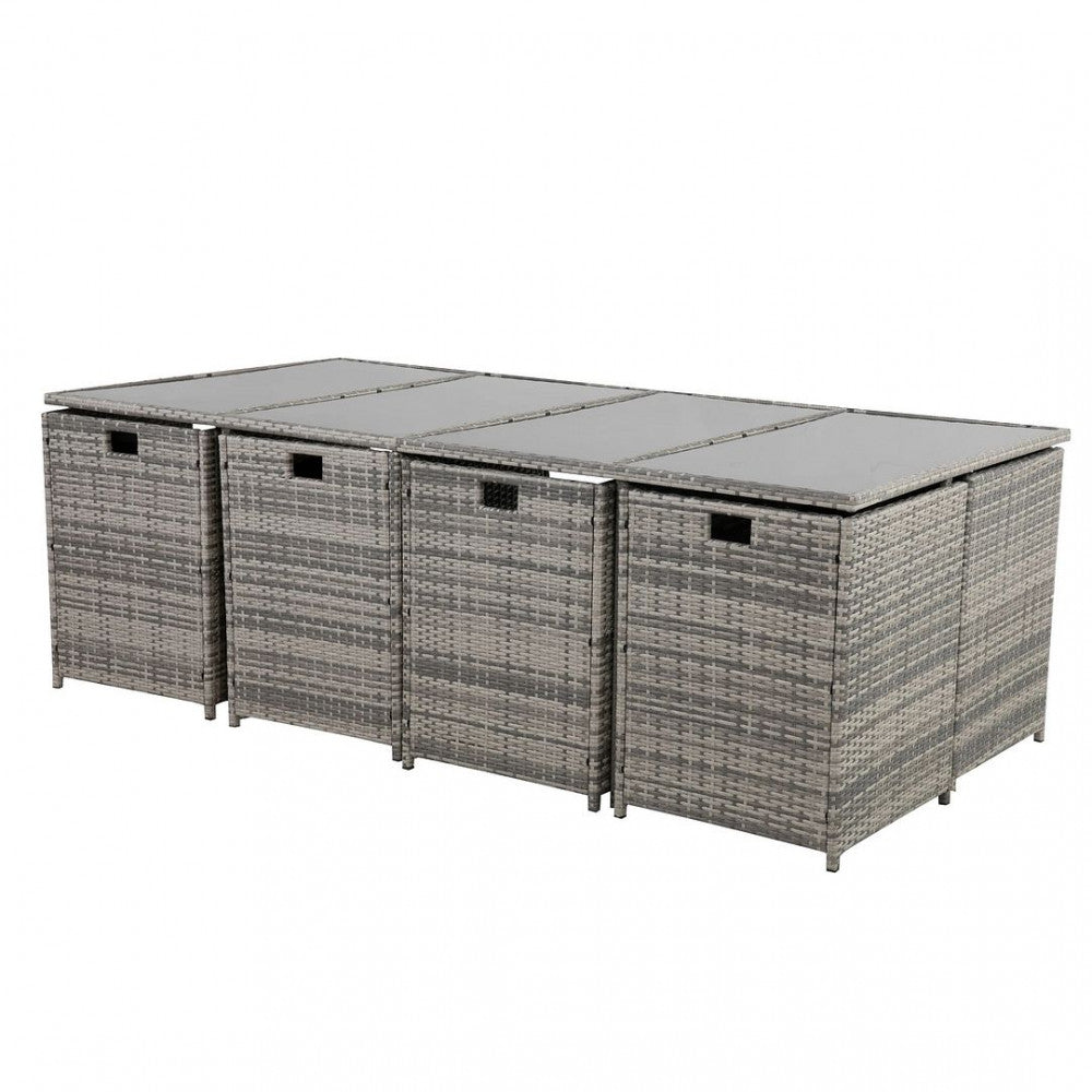 Bali 13PC Outdoor Dining Set-Grey - Cosy Abode
