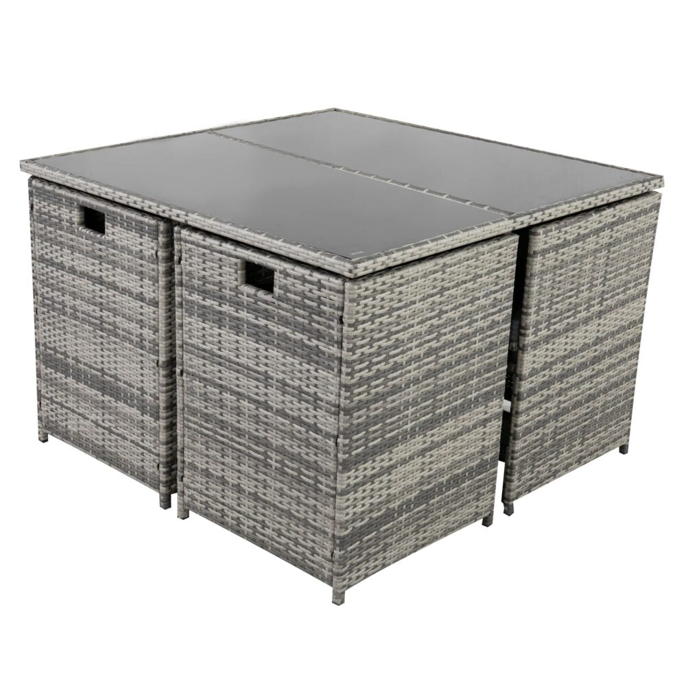 Horrocks 8 Seater Outdoor Dining Set with Space Saving Design - Grey - Cosy Abode