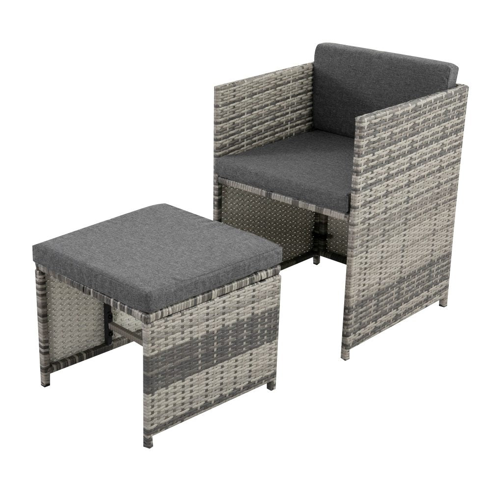 Horrocks 8 Seater Outdoor Dining Set with Space Saving Design - Grey - Cosy Abode