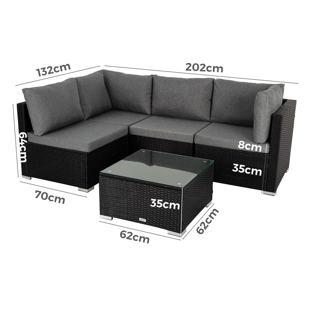 Outdoor Modular Lounge Sofa Bondi-Black - Cosy Abode