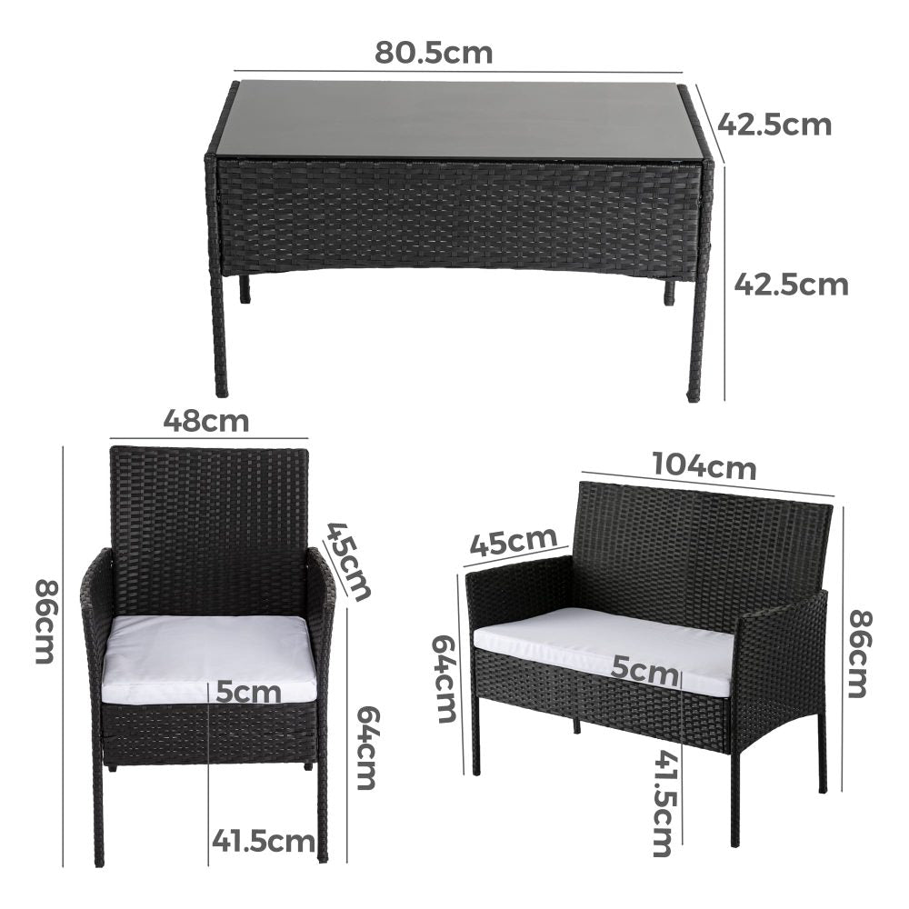 Ville 4-Seater PE Wicker Outdoor Lounge Sofa Set - Cosy Abode