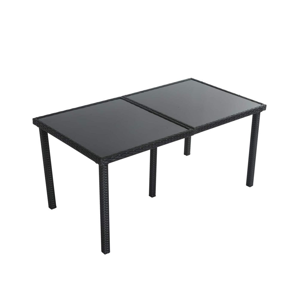 Outdoor Minimalist Black Wicker 6-Seater Dining Set - Cosy Abode