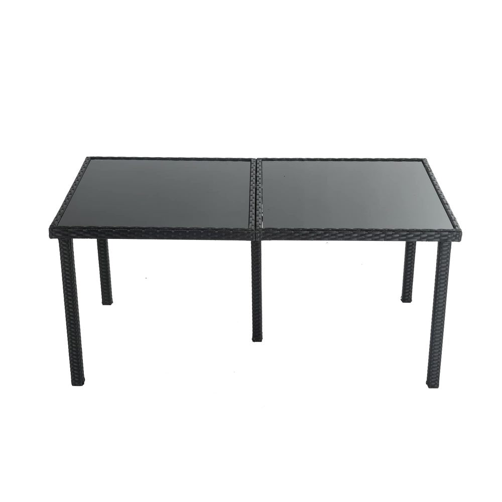 Outdoor Minimalist Black Wicker 6-Seater Dining Set - Cosy Abode