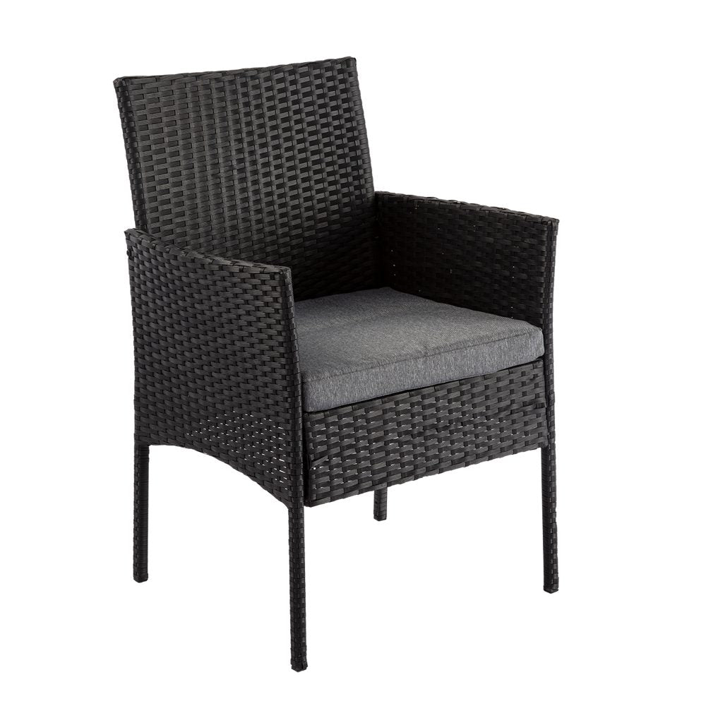 Outdoor Minimalist Black Wicker 6-Seater Dining Set - Cosy Abode