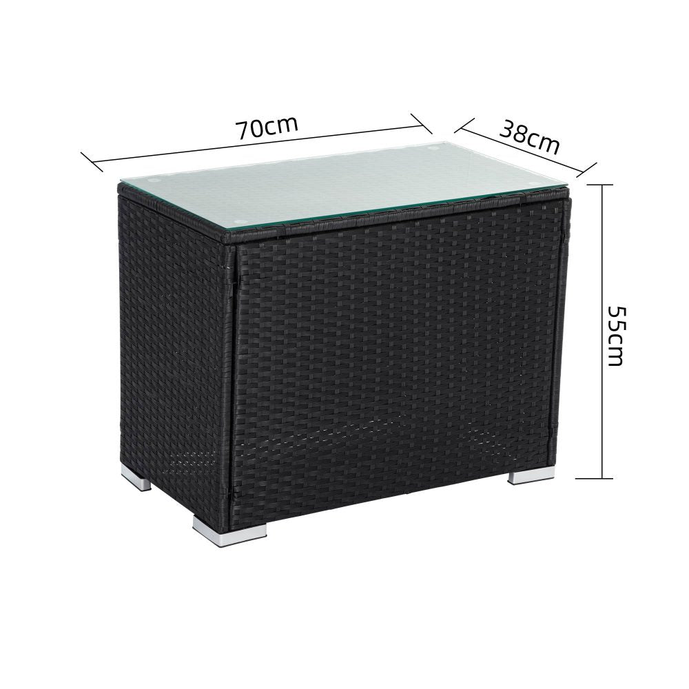 Wicker End Table - Black - Cosy Abode