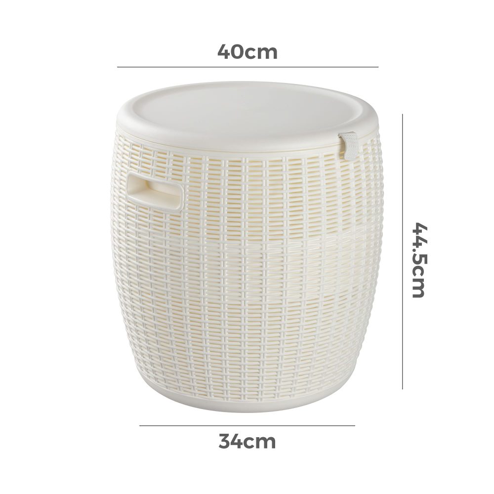 White Outdoor Bar Stool with Storage - Cosy Abode