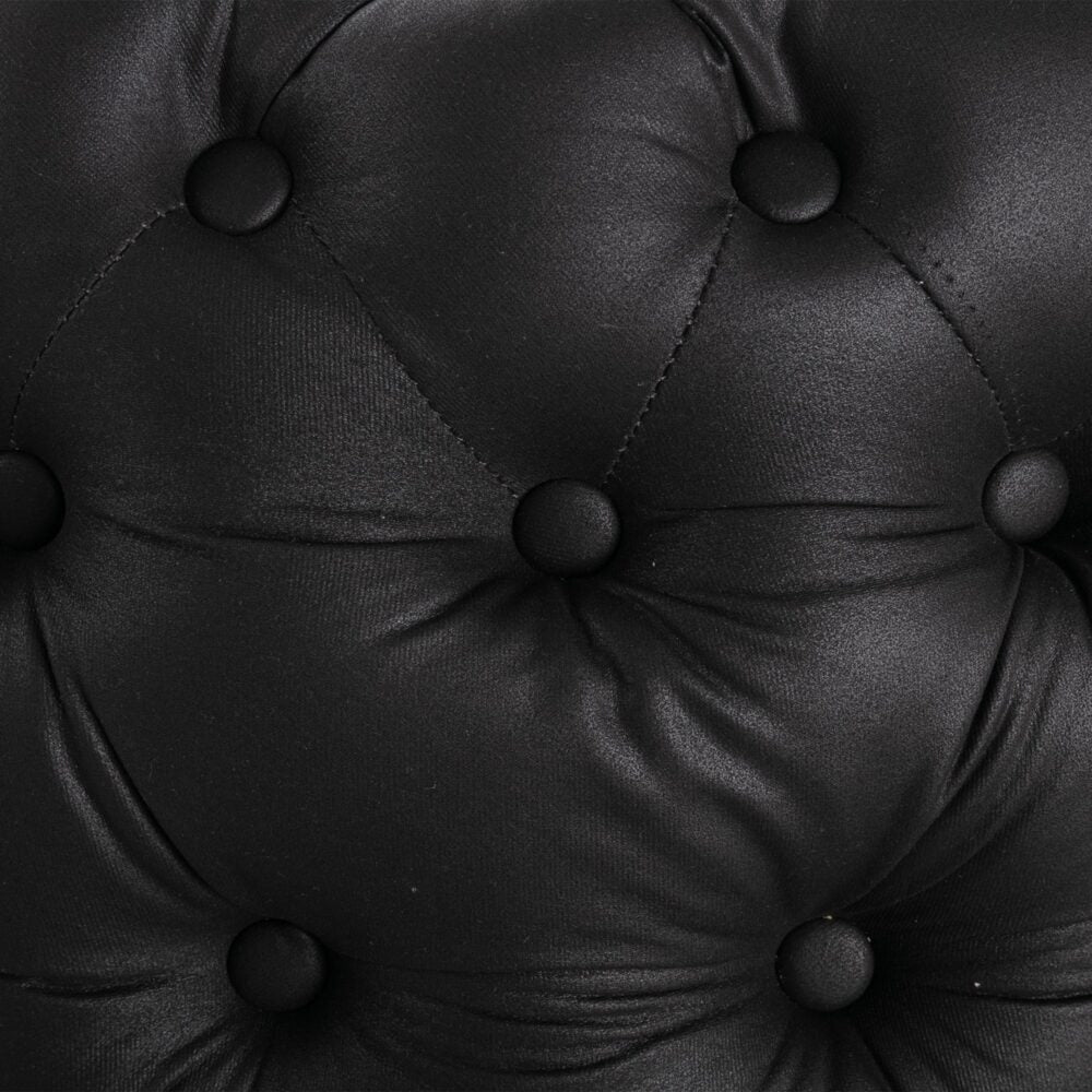 Contemporary Black Leather-look Ottoman with Button - Cosy Abode