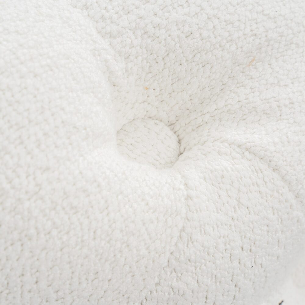 Bouclé White Ottoman-Round - Cosy Abode
