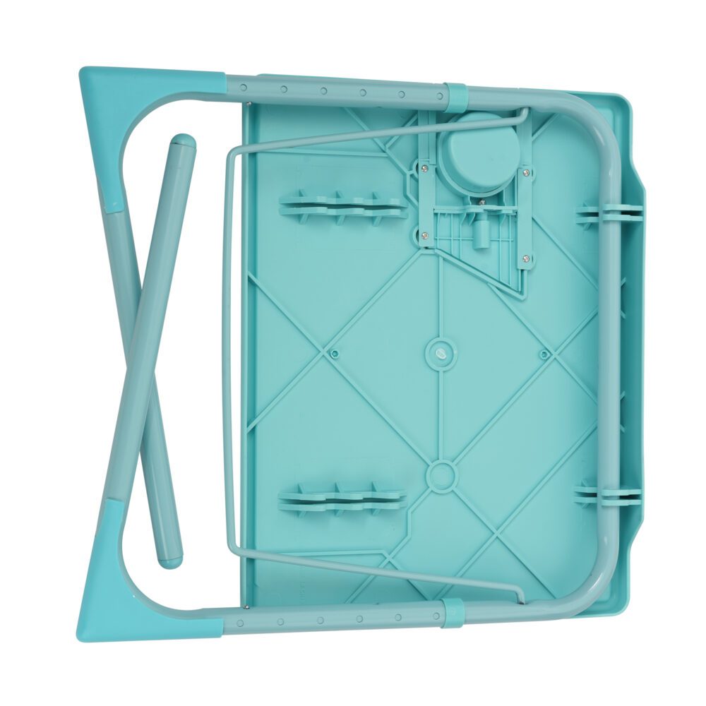 Foldable Table Adjustable Tray Laptop Desk with Removable Cup Holder-Turquoise - Cosy Abode