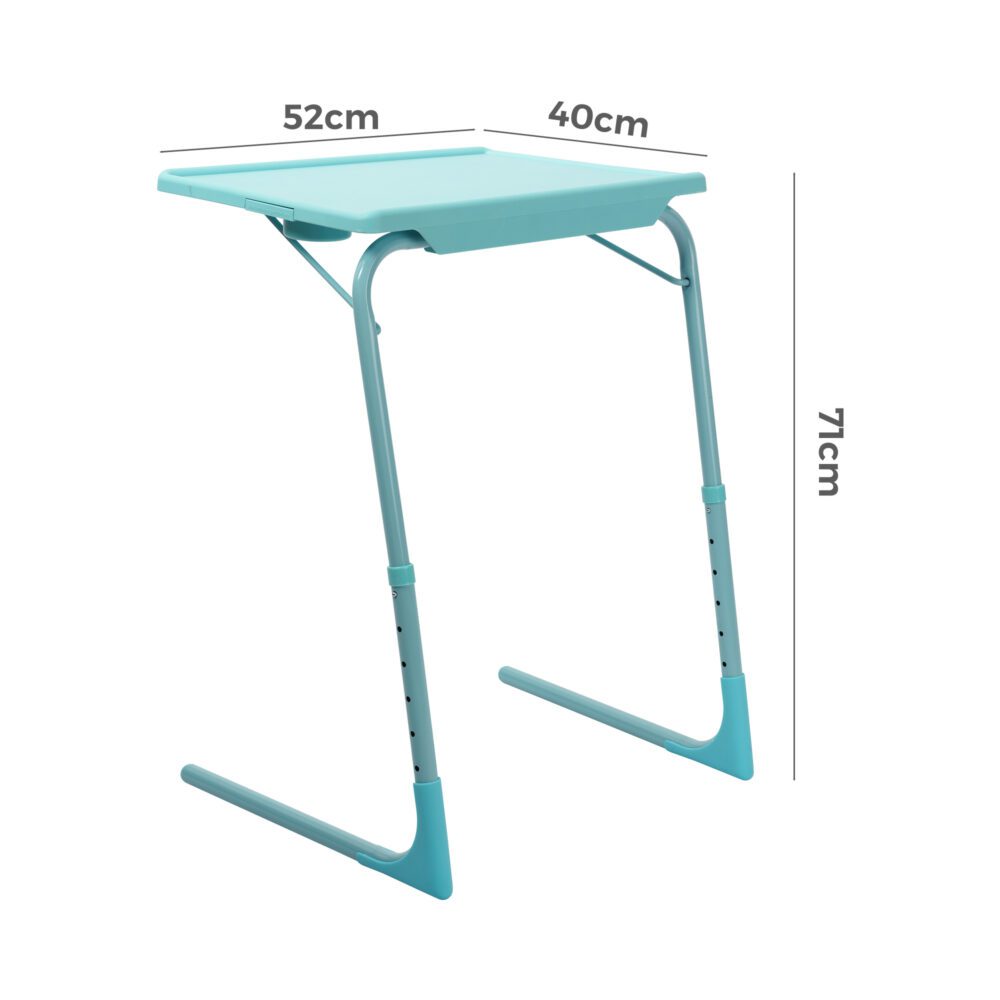 Foldable Table Adjustable Tray Laptop Desk with Removable Cup Holder-Turquoise - Cosy Abode