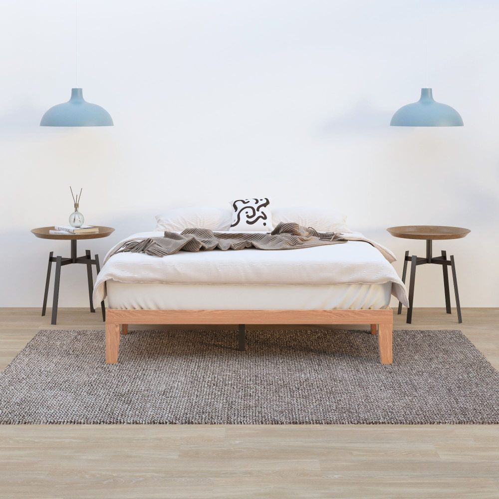 Warm Wooden Natural Bed Base Frame – Queen - Cosy Abode
