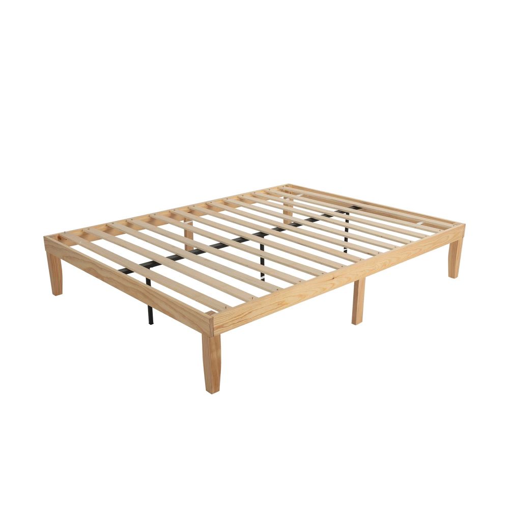 Warm Wooden Natural Bed Base Frame – Queen - Cosy Abode