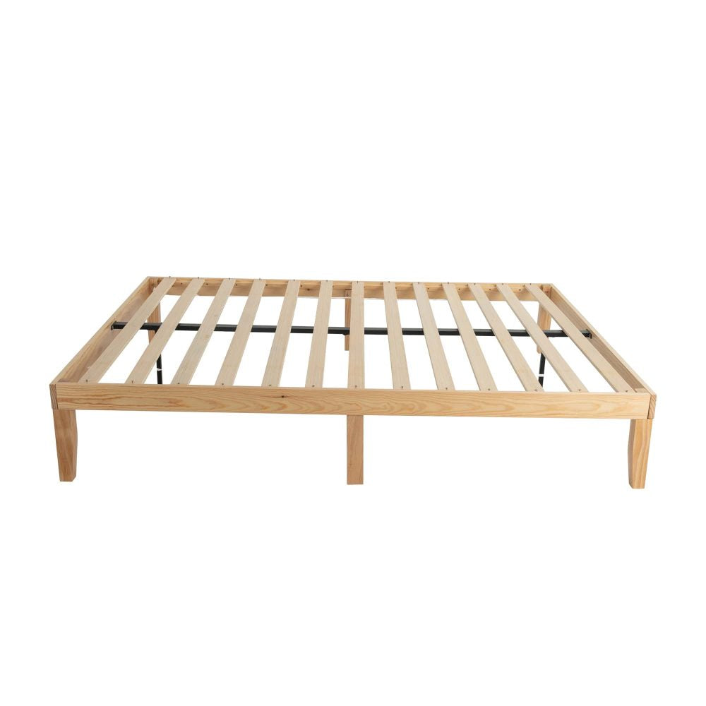 Warm Wooden Natural Bed Base Frame – Queen - Cosy Abode