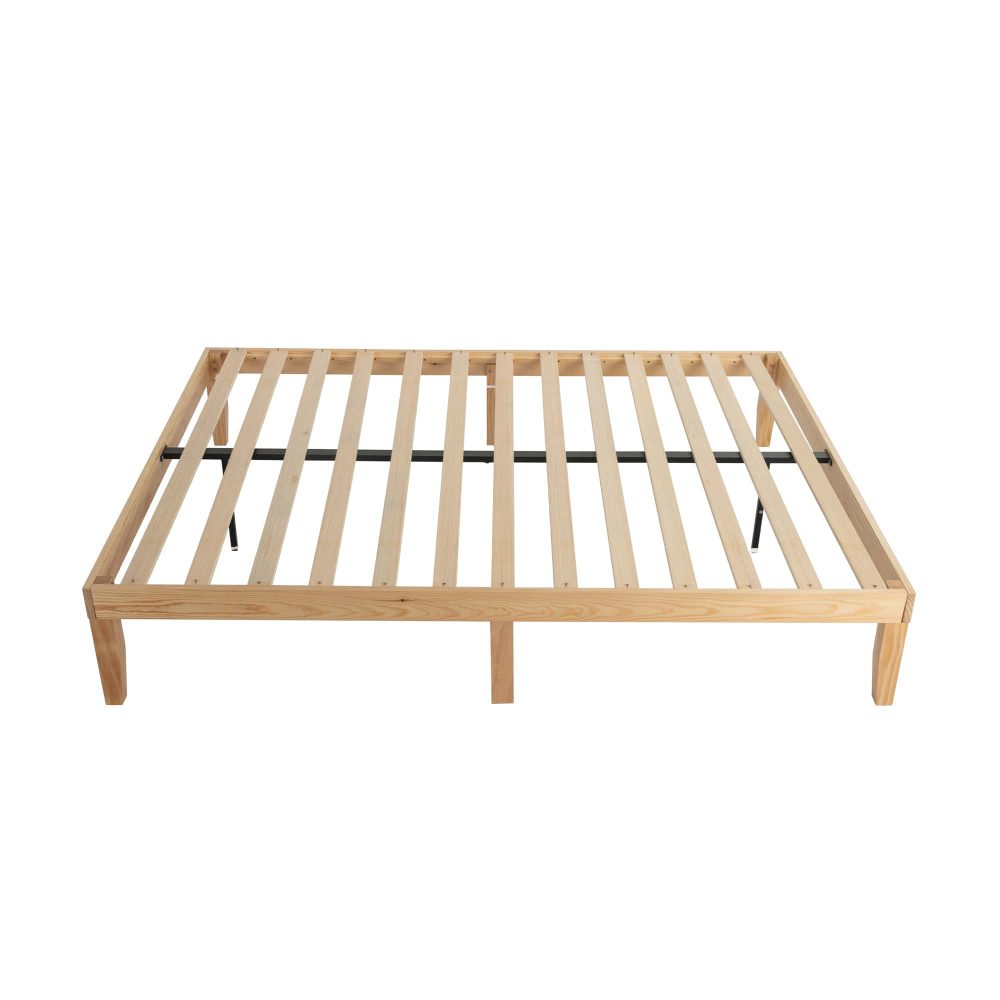 Warm Wooden Natural Bed Base Frame – Queen - Cosy Abode