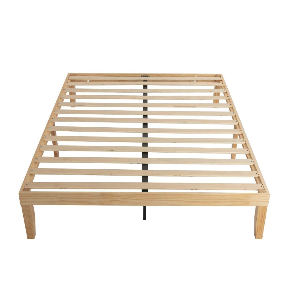 Warm Wooden Natural Bed Base Frame – Queen - Cosy Abode